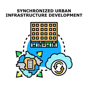 Urban infrastructure development synchronized planning process Stock Illustration