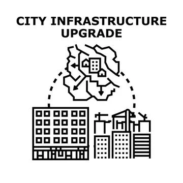 Urban infrastructure upgrade project planning development Stock Illustration
