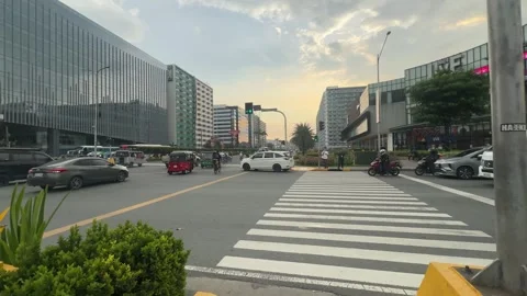 Urban Intersection and City Skyline, Pasay 4K 60fps Stock Footage 338350224