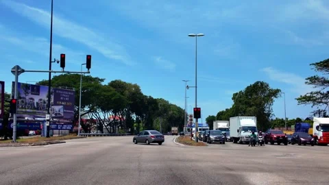Urban Intersection with Traffic Lights and Pedestrian Stock Footage 328609765
