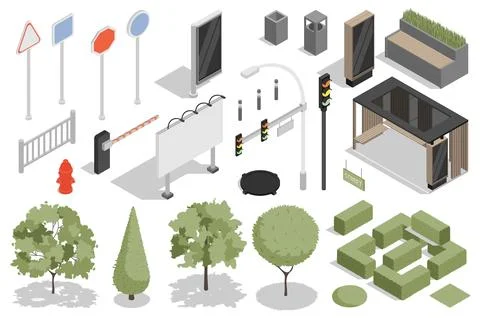 Urban Isometric Elements Stock-Illustration
