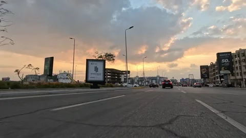 Urban Journey Through Broad District Streets New Cairo Showing Buildings Traffic Stock Footage 329901420
