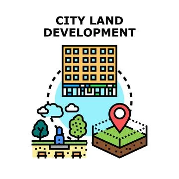 Urban land development planning process concept Stock Illustration