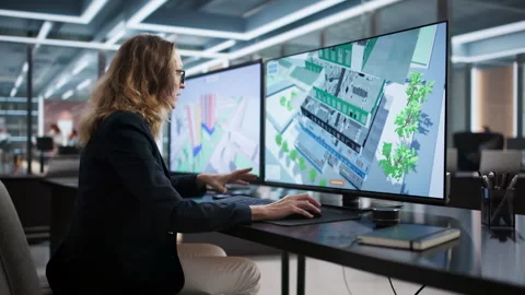 Urban Land Mapping Engineer Stock Footage 330585243