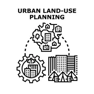 Urban land use planning developing city infrastructure Stock Illustration