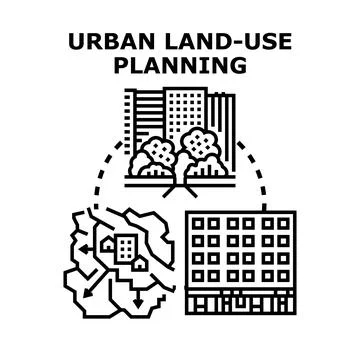 Urban land use planning developing modern cities ecosystem Ilustración de archivo