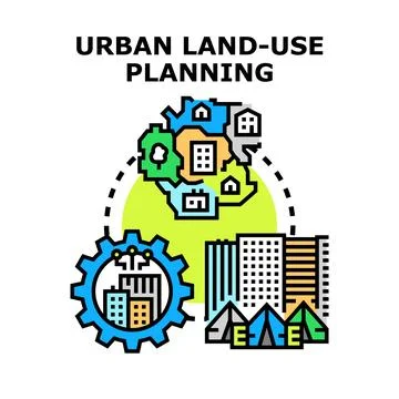 Urban land use planning developing city infrastructure Stock Illustration