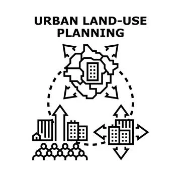 Urban land use planning process managing city development Stock Illustration