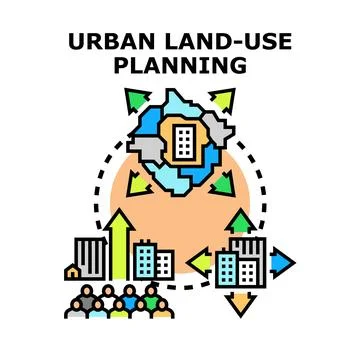 Urban land use planning process managing city development Stock Illustration