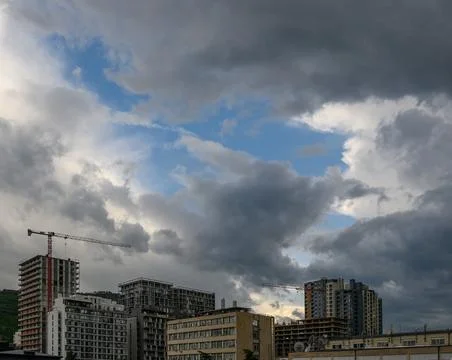 Urban landscape with active construction of multi story residential or comm.. Stock Photos
