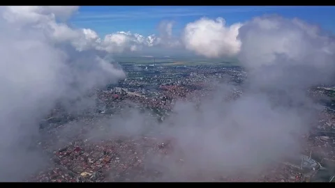 Urban landscape over the clouds Video stock 97563519