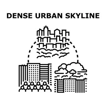 Urban landscape planning concept with dense city buildings 库存插图