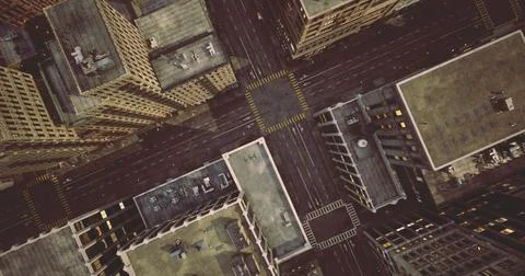 Urban landscape showcasing intersections and buildings in a city Stockillustratie