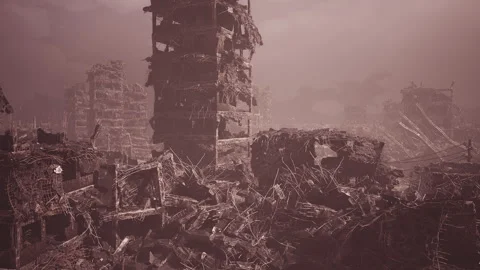 Urban landscape shows devastation and destruction in abandoned cityscape 動画素材 331419675