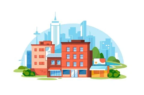 Urban landscape with skyscraper Stock Illustration