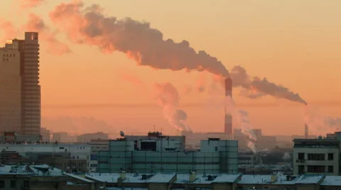 Urban landscape with smoke Stock Footage 47763056