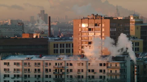 Urban landscape with smoke Stock Footage 47763743