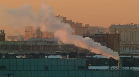 Urban landscape with smoke Stock Footage 47763976