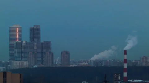 Urban landscape with smoke Stock Footage 47764099