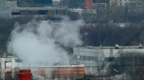 Urban landscape with smoke Stock Footage 47764942