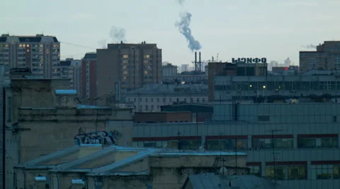 Urban landscape with smoke Stock Footage 48262192