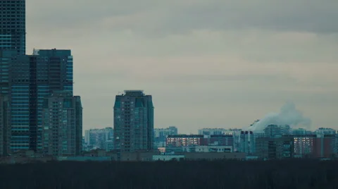 Urban landscape with smoke Stock Footage 48262373