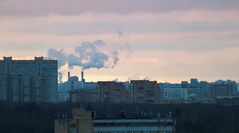 Urban landscape with smoke Stock Footage 48262399