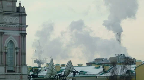 Urban landscape with smoke Stock Footage 48287239