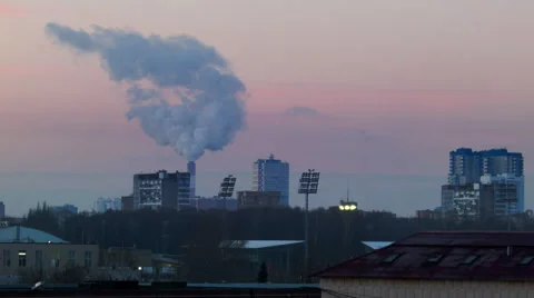 Urban landscape with smoke Stock Footage 48597928