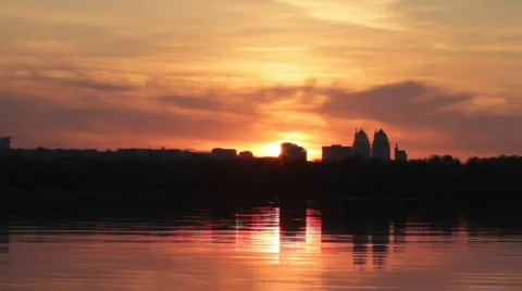 Urban landscape with sunset Stock Footage 715741