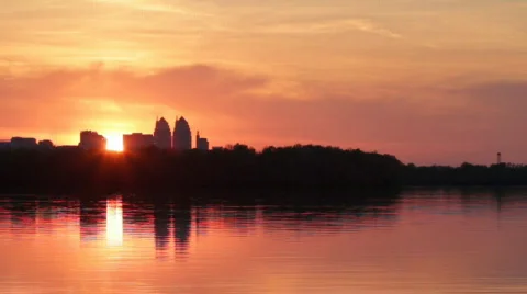 Urban landscape with sunset Video stock 732386