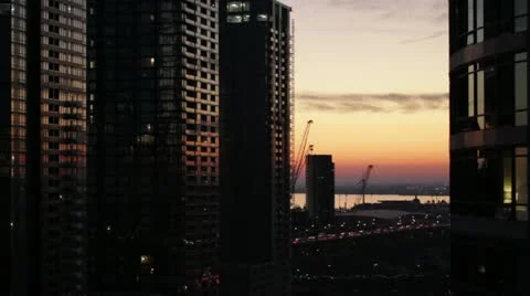 Urban Landscape at Sunset Stock Footage 20527131