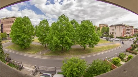 Urban Landscape Timelapse with Trees and Traffic in Pistoia, Italy Видео 343470899