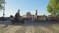 Urban life, motorcyclists riding past Mausoleum of Hadrian in Rome, tourism 4k or 4k+ Resolution