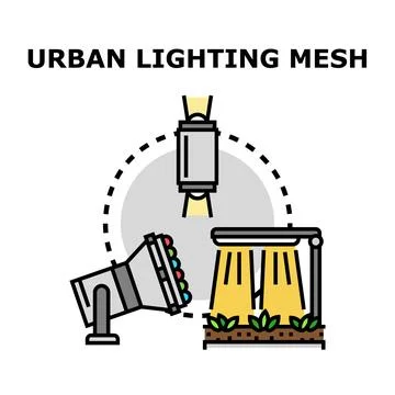 Urban lighting mesh network illuminating modern city spaces Stock Illustration