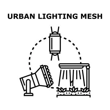 Urban lighting mesh network illuminating modern city spaces Stock Illustration