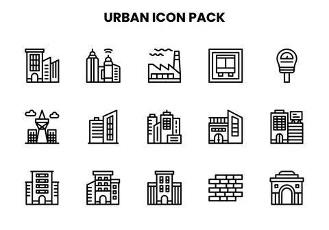 Urban Line Bundle Icons Pack Stock Illustration