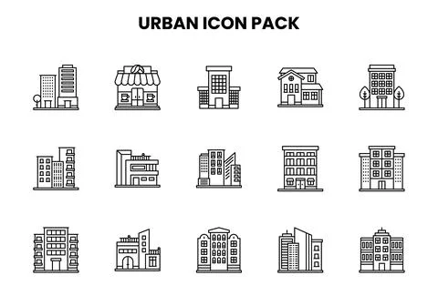 Urban Line Set Icons Pack Ilustración de archivo