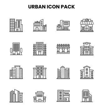 Urban Line Set Icons Pack Ilustración de archivo