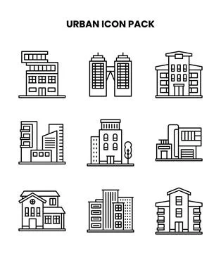 Urban Line Vector Icons Pack Stock Illustration