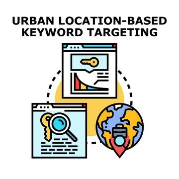 Urban location based keyword targeting concept vector Stock Illustration