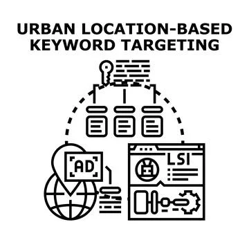 Urban location based keyword targeting concept illustration Stock Illustration