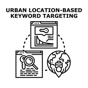 Urban location based keyword targeting concept vector Stock Illustration