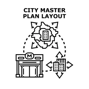 Urban master plan layout for city development Illustrazione stock