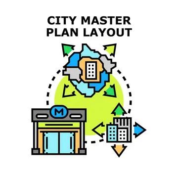 Urban master plan layout for city development Stock Illustration