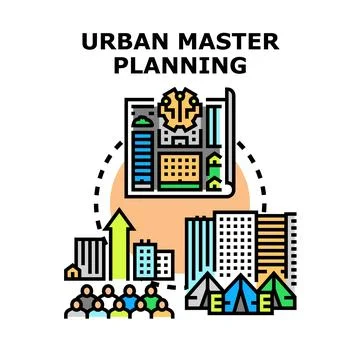 Urban master planning constructing future city development strategy Stock Illustration