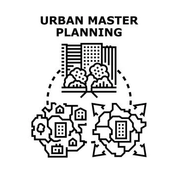 Urban master planning an expanding city Ilustración de archivo