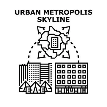 Urban metropolis cityscape developing global connections concept Stock Illustration