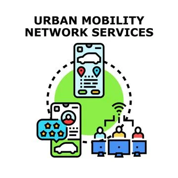 Urban mobility network services application concept Stock Illustration