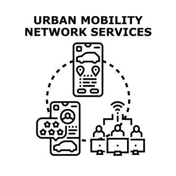 Urban mobility network services application concept Stock Illustration